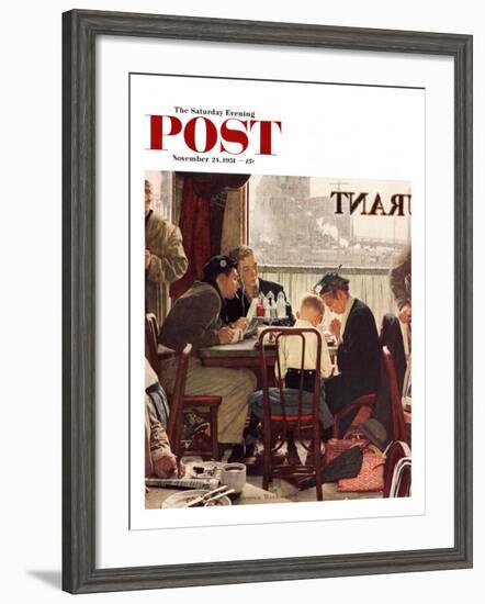 "Saying Grace" Saturday Evening Post Cover, November 24,1951-Norman Rockwell-Framed Giclee Print