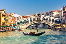 Gondola near Rialto Bridge in Venice, Italy-sborisov-Photographic Print