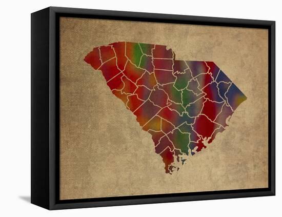 SC Colorful Counties-Red Atlas Designs-Framed Premier Image Canvas