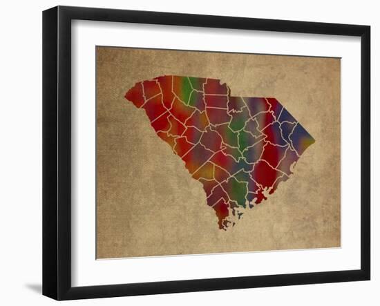 SC Colorful Counties-Red Atlas Designs-Framed Giclee Print