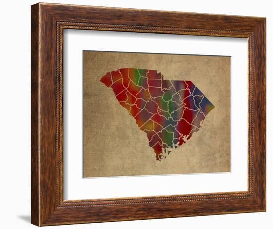 SC Colorful Counties-Red Atlas Designs-Framed Giclee Print