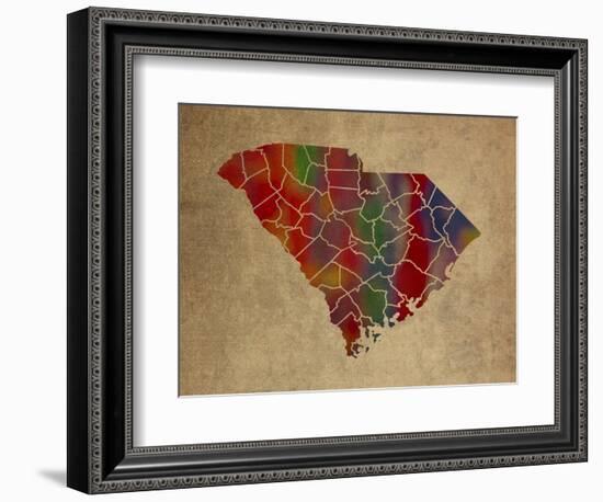 SC Colorful Counties-Red Atlas Designs-Framed Giclee Print