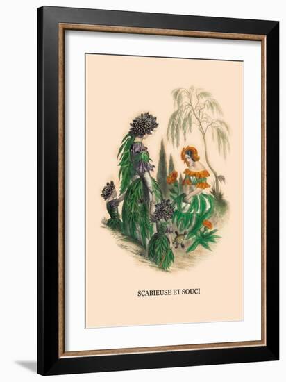 Scabieuse et Souci-J.J. Grandville-Framed Art Print