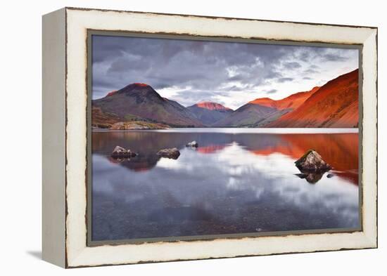 Scafell Range across Reflective Waters of Wast Water, Lake District Nat'l Pk, Cumbria, England, UK-Julian Elliott-Framed Premier Image Canvas