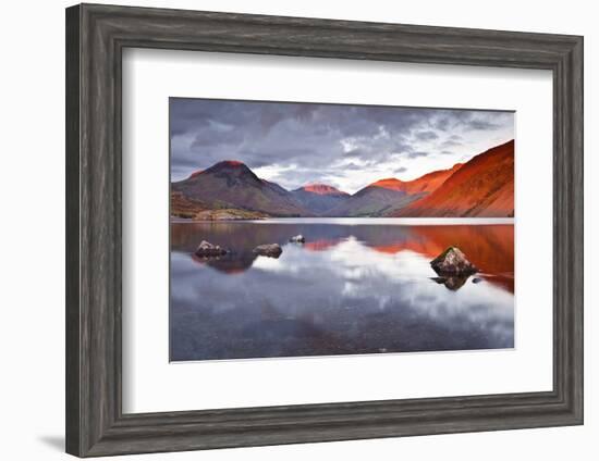 Scafell Range across Reflective Waters of Wast Water, Lake District Nat'l Pk, Cumbria, England, UK-Julian Elliott-Framed Photographic Print