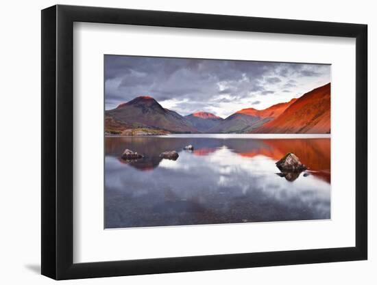 Scafell Range across Reflective Waters of Wast Water, Lake District Nat'l Pk, Cumbria, England, UK-Julian Elliott-Framed Photographic Print