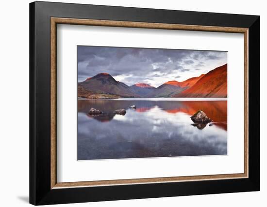 Scafell Range across Reflective Waters of Wast Water, Lake District Nat'l Pk, Cumbria, England, UK-Julian Elliott-Framed Photographic Print