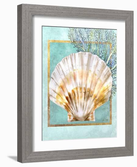 Scallop Shell and Coral-Lori Schory-Framed Art Print