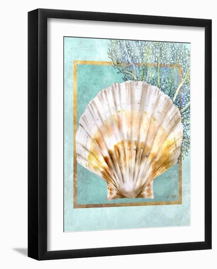 Scallop Shell and Coral-Lori Schory-Framed Art Print