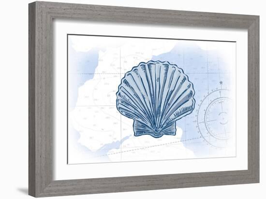 Scallop Shell - Blue - Coastal Icon-Lantern Press-Framed Art Print