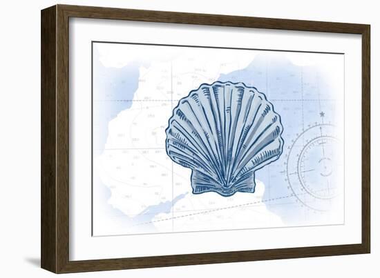 Scallop Shell - Blue - Coastal Icon-Lantern Press-Framed Art Print