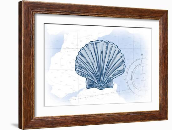 Scallop Shell - Blue - Coastal Icon-Lantern Press-Framed Art Print