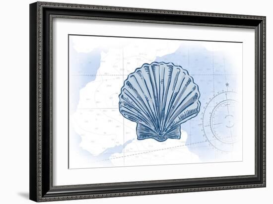 Scallop Shell - Blue - Coastal Icon-Lantern Press-Framed Art Print