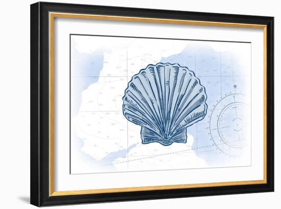 Scallop Shell - Blue - Coastal Icon-Lantern Press-Framed Art Print