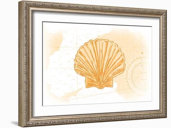 Scallop Shell - Yellow - Coastal Icon-Lantern Press-Framed Art Print