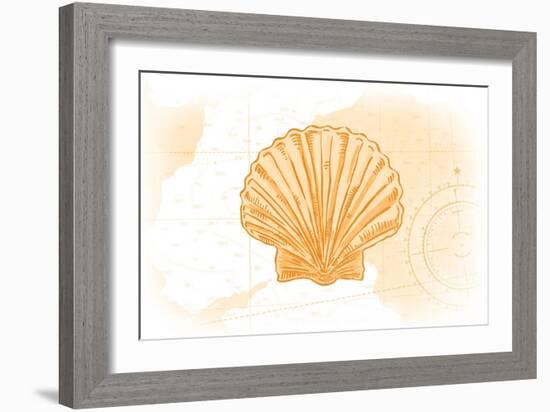 Scallop Shell - Yellow - Coastal Icon-Lantern Press-Framed Art Print