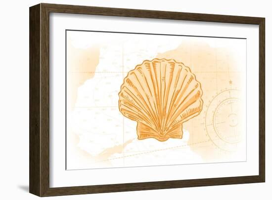 Scallop Shell - Yellow - Coastal Icon-Lantern Press-Framed Art Print