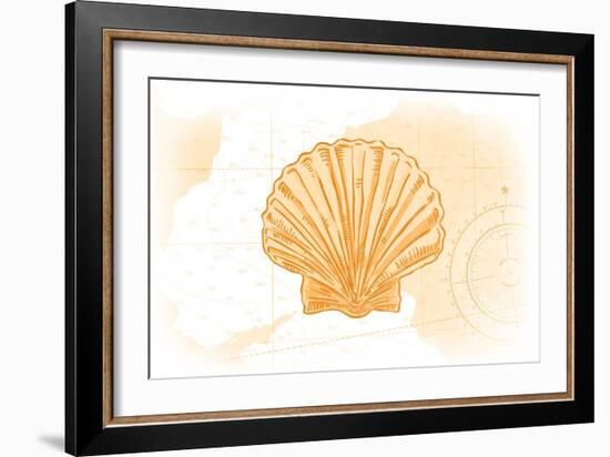 Scallop Shell - Yellow - Coastal Icon-Lantern Press-Framed Art Print