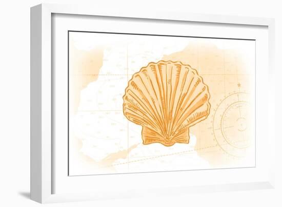 Scallop Shell - Yellow - Coastal Icon-Lantern Press-Framed Art Print