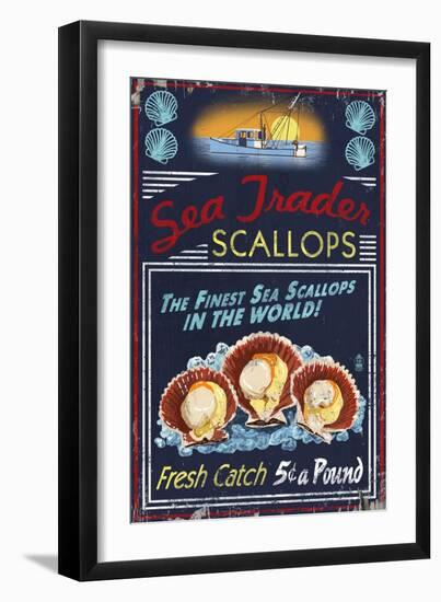 Scallops - Vintage Sign-Lantern Press-Framed Art Print