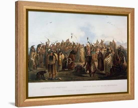 Scalp Dance of Hidatsa Indians, Engraving by Karl Bodmer-null-Framed Premier Image Canvas