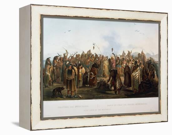 Scalp Dance of Hidatsa Indians, Engraving by Karl Bodmer-null-Framed Premier Image Canvas