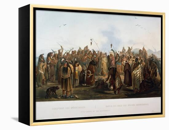 Scalp Dance of Hidatsa Indians, Engraving by Karl Bodmer-null-Framed Premier Image Canvas