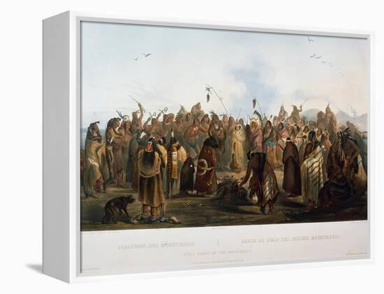 Scalp Dance of Hidatsa Indians, Engraving by Karl Bodmer-null-Framed Premier Image Canvas