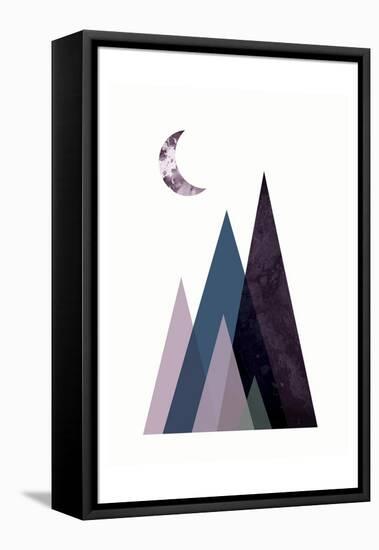 Scandi Mountains Blue 1-Urban Epiphany-Framed Stretched Canvas