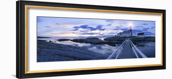 Scandinavia, Norway, Hamaroey, Tranoey, Lighthouse, Landscape, Evening-Mood, Panorama-Rainer Mirau-Framed Photographic Print