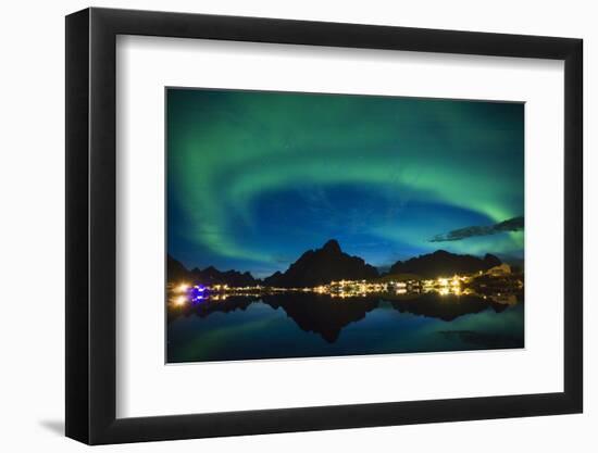 Scandinavia, Norway, Lofoten, Aurora, Aurora Borealis, Polar-Region, Night-Shot-Rainer Mirau-Framed Photographic Print