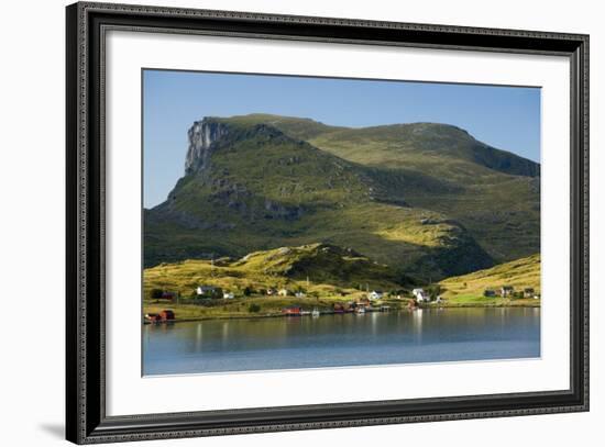 Scandinavia, Norway, Lofoten, Moskenesoey, Krystad, Fisher-Village, Mountain-Landscape-Rainer Mirau-Framed Photographic Print