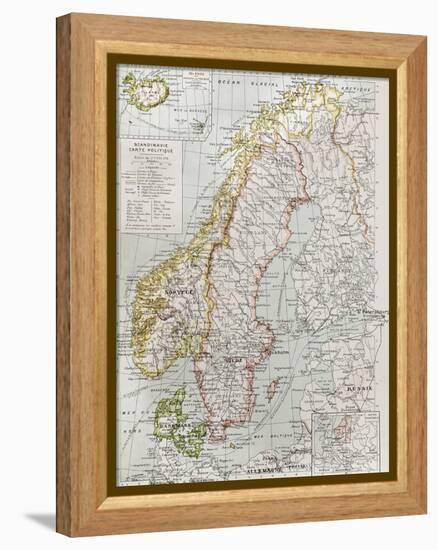 Scandinavia Political Map With Iceland Insert Map-marzolino-Framed Stretched Canvas