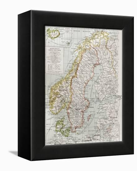 Scandinavia Political Map With Iceland Insert Map-marzolino-Framed Stretched Canvas