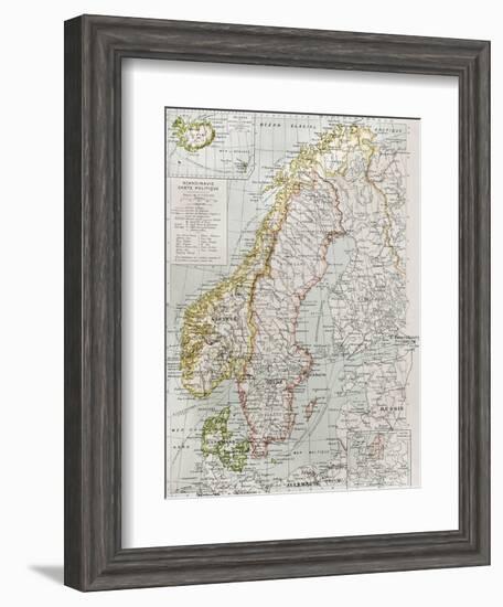 Scandinavia Political Map With Iceland Insert Map-marzolino-Framed Art Print