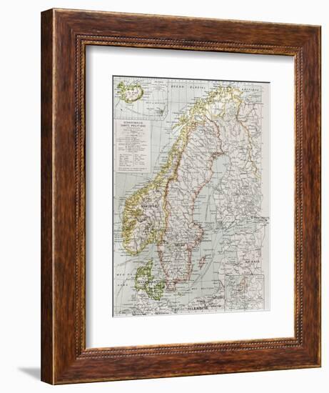 Scandinavia Political Map With Iceland Insert Map-marzolino-Framed Art Print