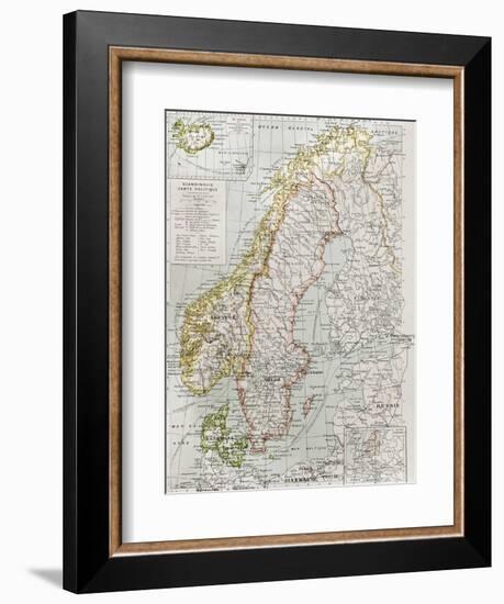 Scandinavia Political Map With Iceland Insert Map-marzolino-Framed Art Print