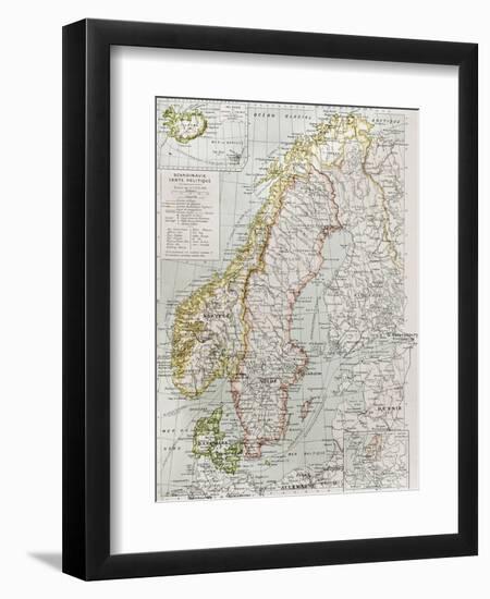 Scandinavia Political Map With Iceland Insert Map-marzolino-Framed Art Print