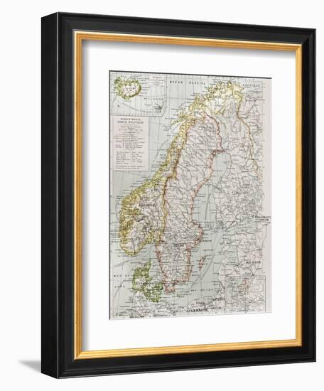 Scandinavia Political Map With Iceland Insert Map-marzolino-Framed Art Print