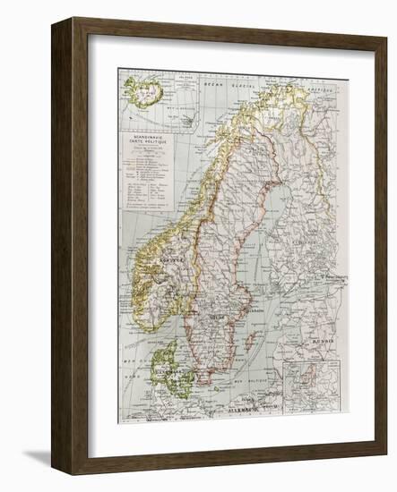 Scandinavia Political Map With Iceland Insert Map-marzolino-Framed Art Print