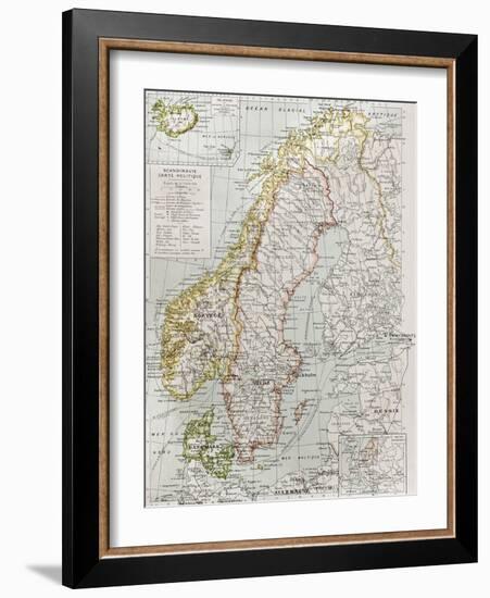 Scandinavia Political Map With Iceland Insert Map-marzolino-Framed Art Print