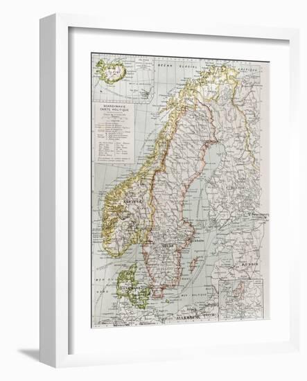 Scandinavia Political Map With Iceland Insert Map-marzolino-Framed Art Print