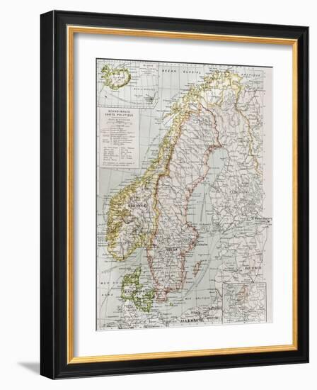 Scandinavia Political Map With Iceland Insert Map-marzolino-Framed Art Print