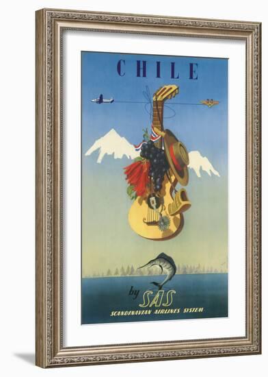 Scandinavian Airlines Chile, Gaucho Guitar, c.1951-De Ambrogio-Framed Giclee Print