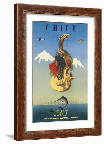 Scandinavian Airlines Chile, Gaucho Guitar, c.1951-De Ambrogio-Framed Giclee Print