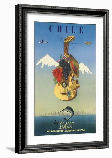 Scandinavian Airlines Chile, Gaucho Guitar, c.1951-De Ambrogio-Framed Giclee Print