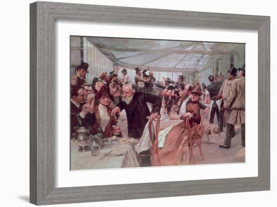 Scandinavian Artist's Luncheon at Cafe Ledoyen on Varnishing Day, 1886-Hugo Birger-Framed Giclee Print