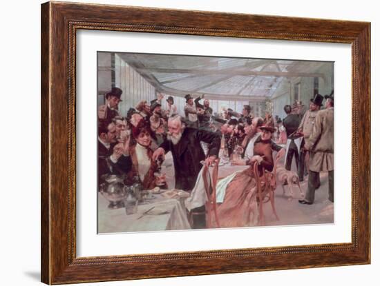 Scandinavian Artist's Luncheon at Cafe Ledoyen on Varnishing Day, 1886-Hugo Birger-Framed Giclee Print