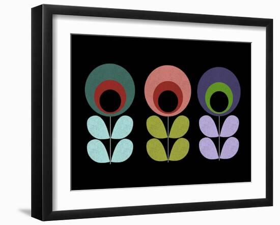 Scandinavian Flowers on Black I-Anita Nilsson-Framed Art Print