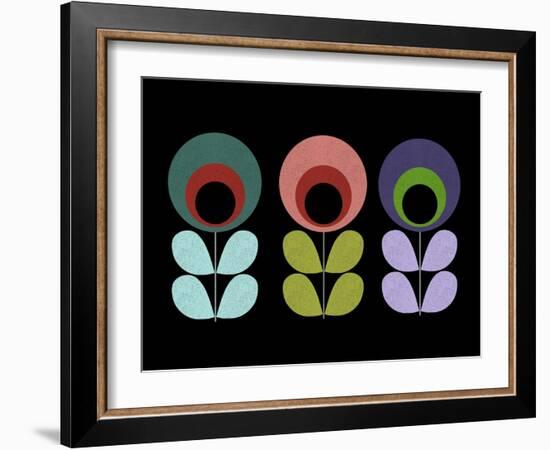 Scandinavian Flowers on Black I-Anita Nilsson-Framed Art Print